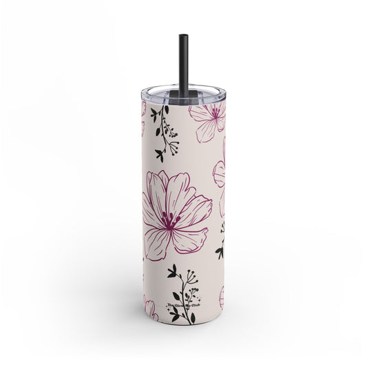 Realistic flowers cream Tumbler, 20oz