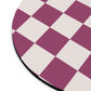 Burgundy checkers - Round Small Mouse Pad