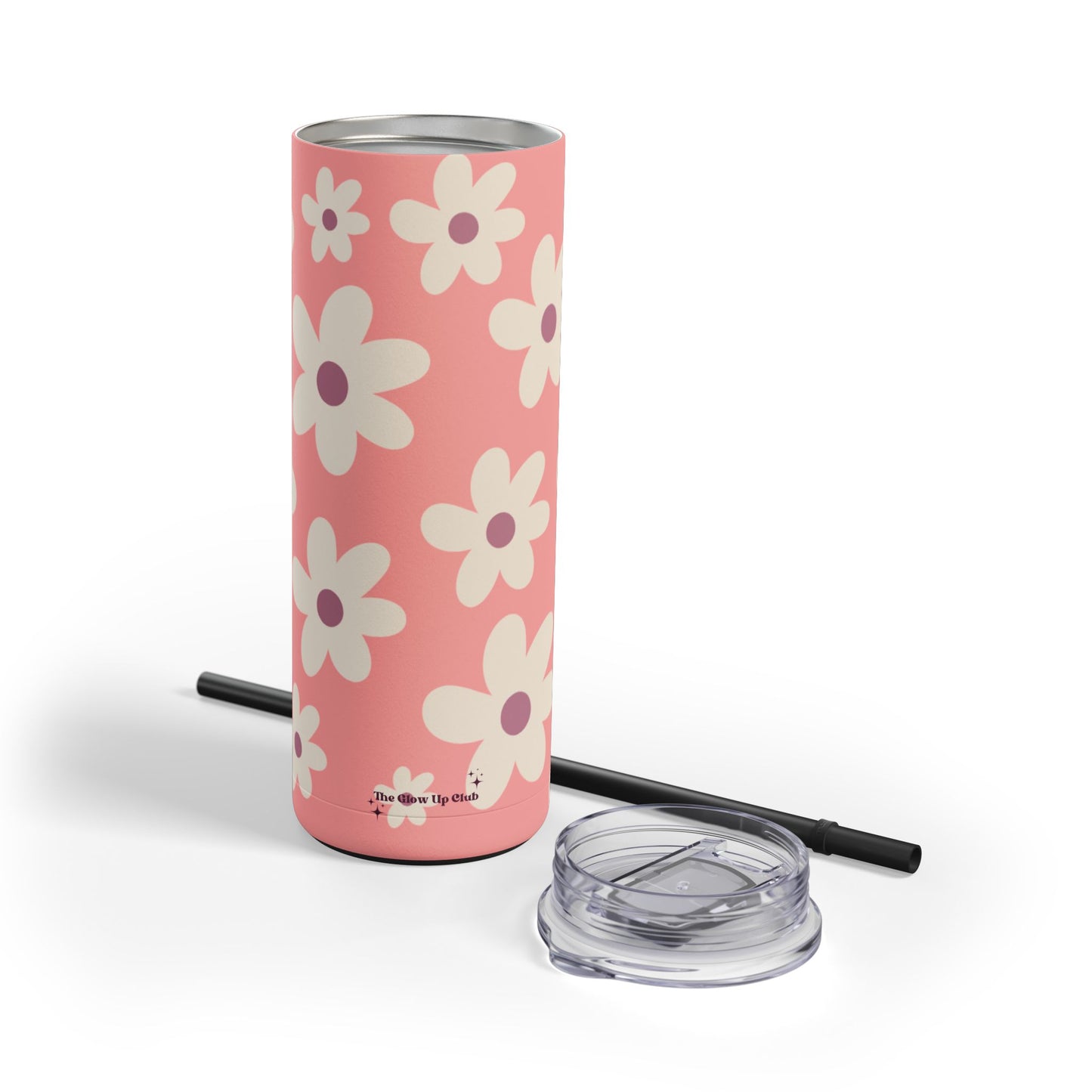 Dark pink floral pattern Tumbler, 20oz