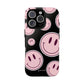 Smiley faces pink on black - tough case