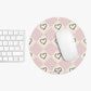 Pink heart checkers - Round Small Mouse Pad