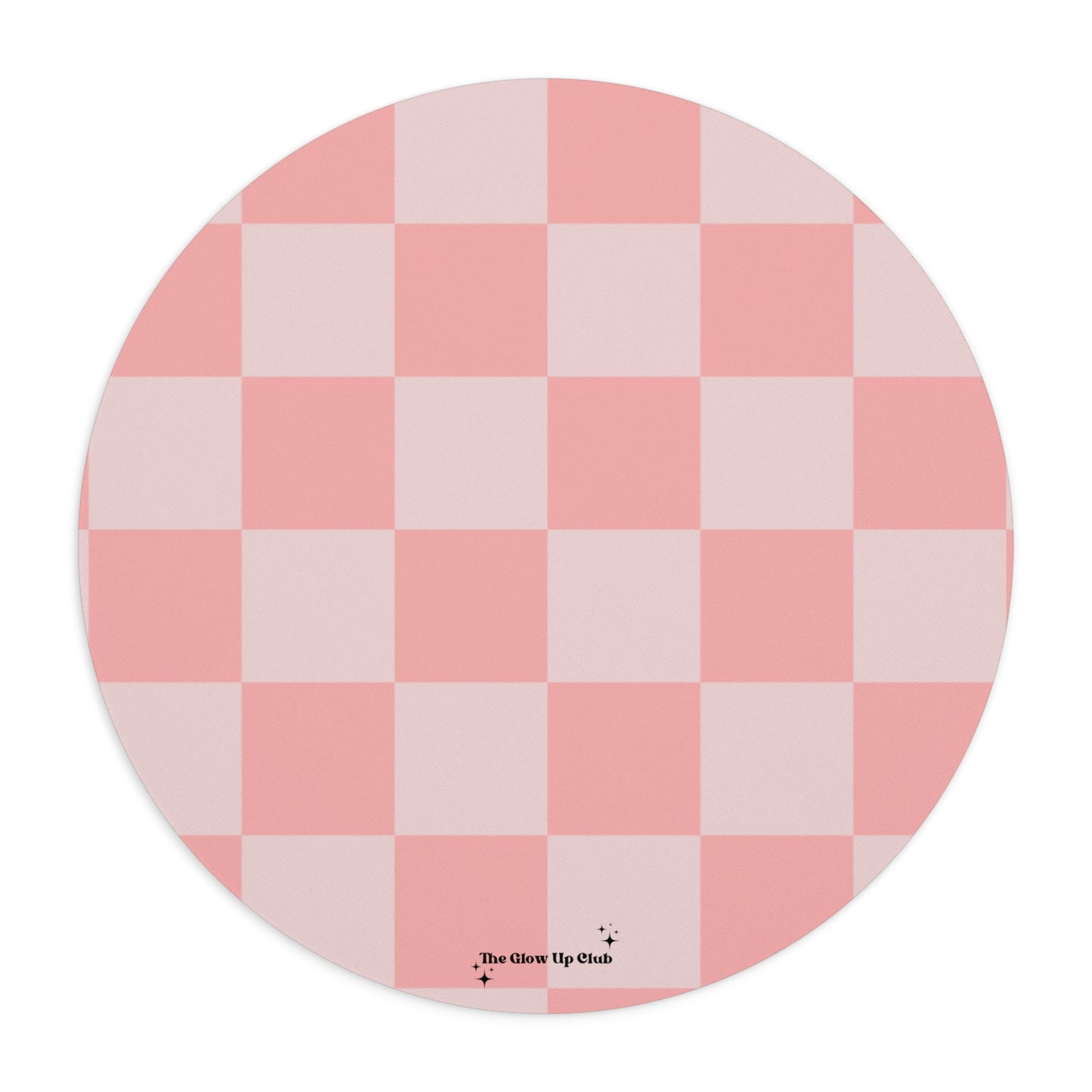 Pink checkers - Round Small Mouse Pad