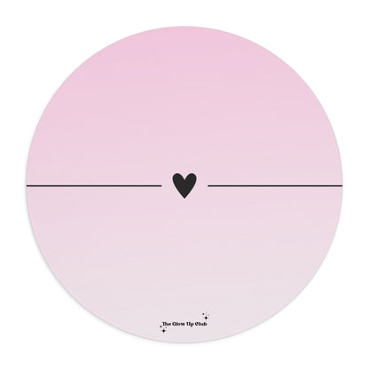 Pastel heart pink - Round Small Mouse Pad