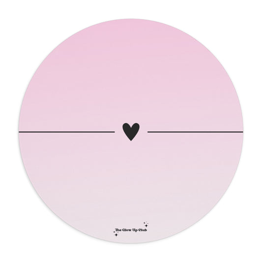 Pastel heart pink - Round Small Mouse Pad