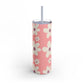 Dark pink floral pattern Tumbler, 20oz