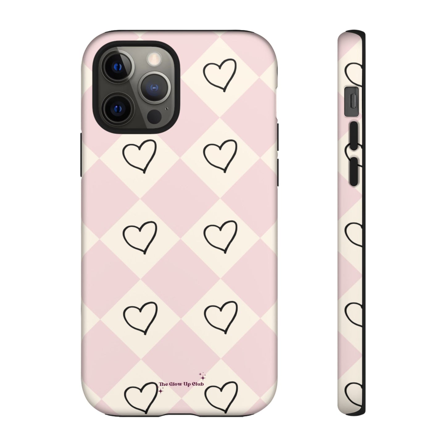 Pink heart checkers - tough case