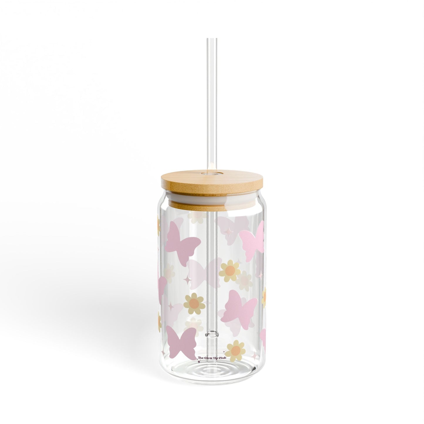 Butterflies and Flowers - 16 oz Glass Sipper