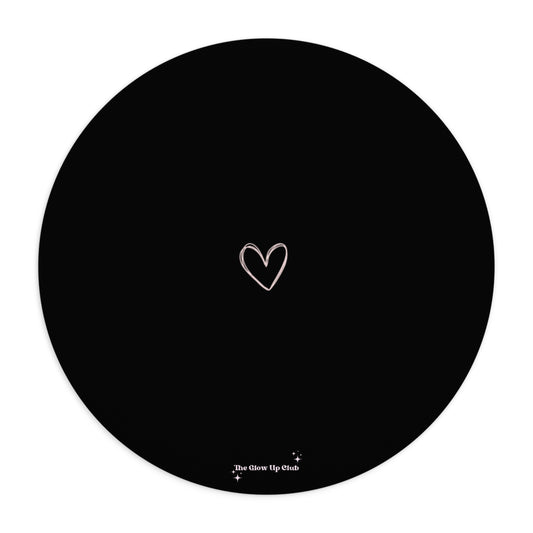 Minimalistic heart black - Round Small Mouse Pad