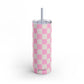 Bright pink checkers Tumbler, 20oz