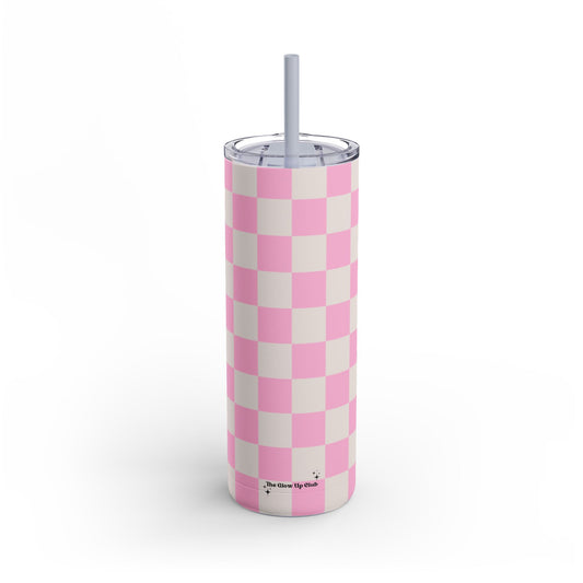 Bright pink checkers Tumbler, 20oz