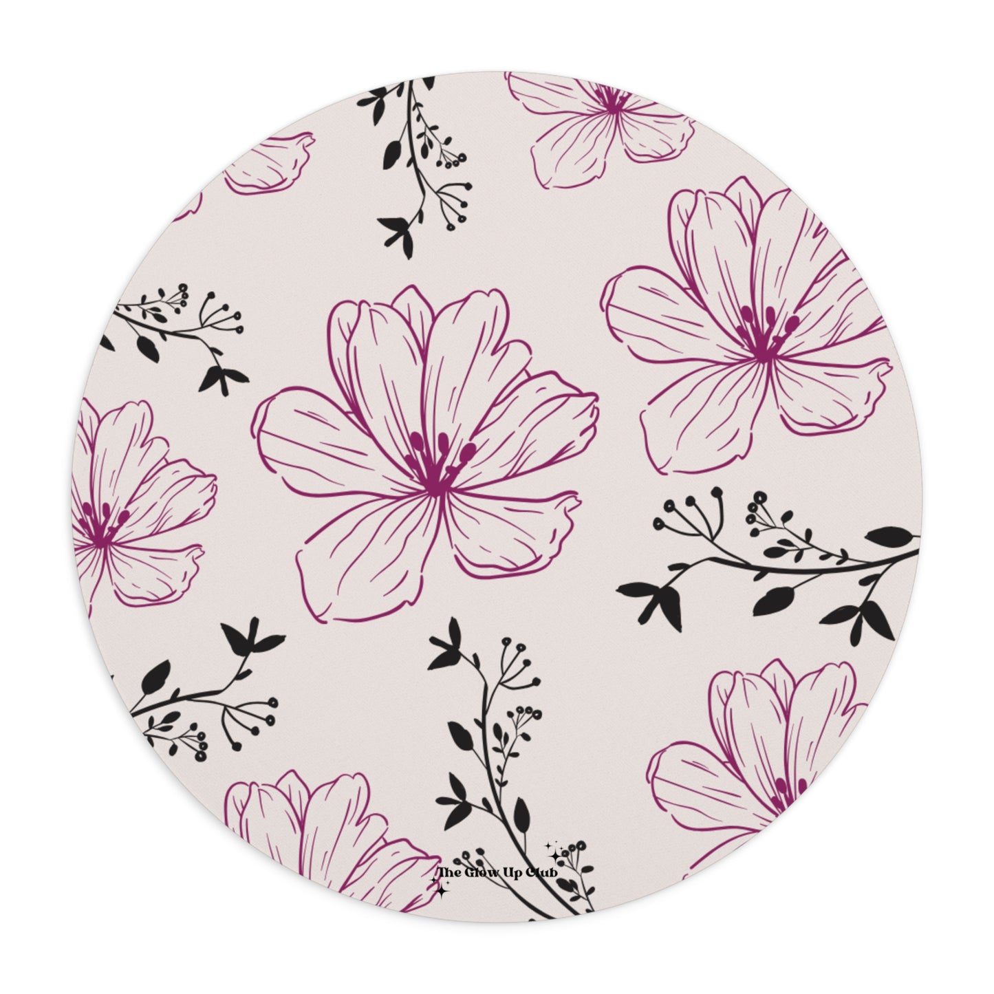 Realistic flowers cream - Round Small Mouse Pad