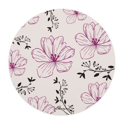 Realistic flowers cream - Round Small Mouse Pad