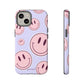 Smiley faces pink on purple - tough case