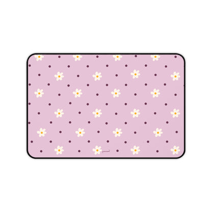 Flowers and dots pink - Desk Mat