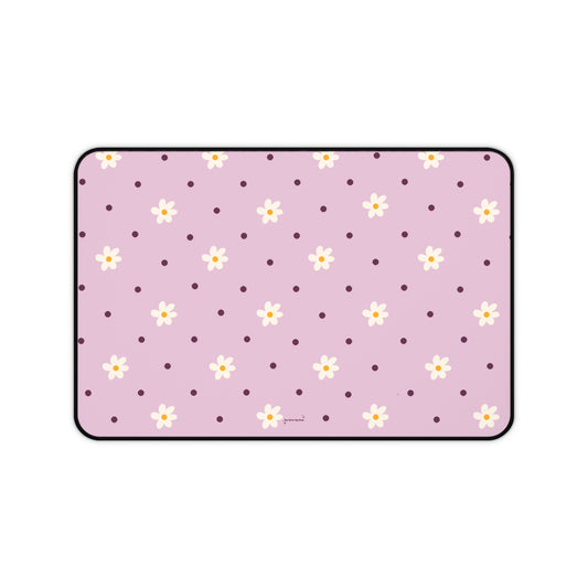 Flowers and dots pink - Desk Mat