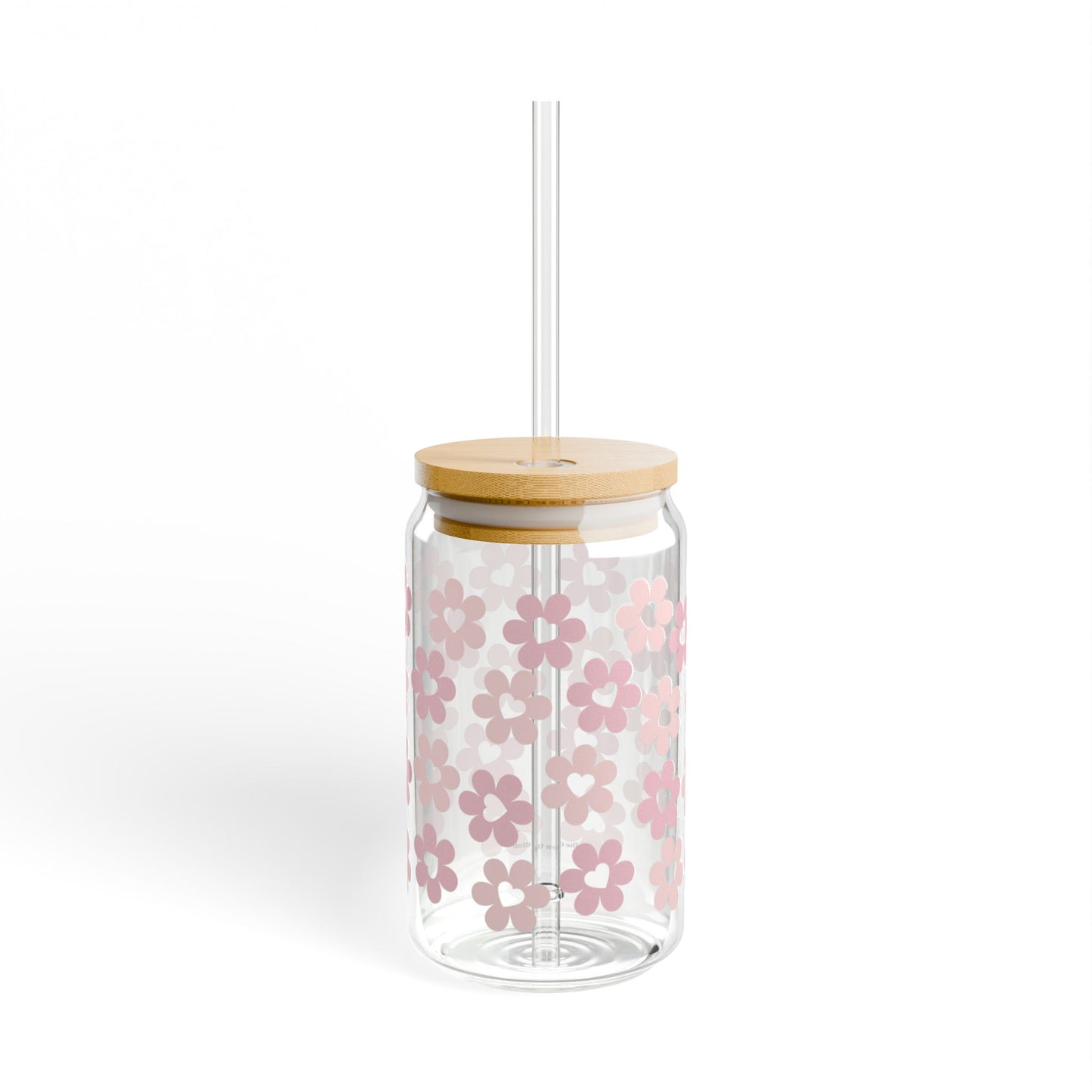 Heart flowers - 16 oz Glass Sipper