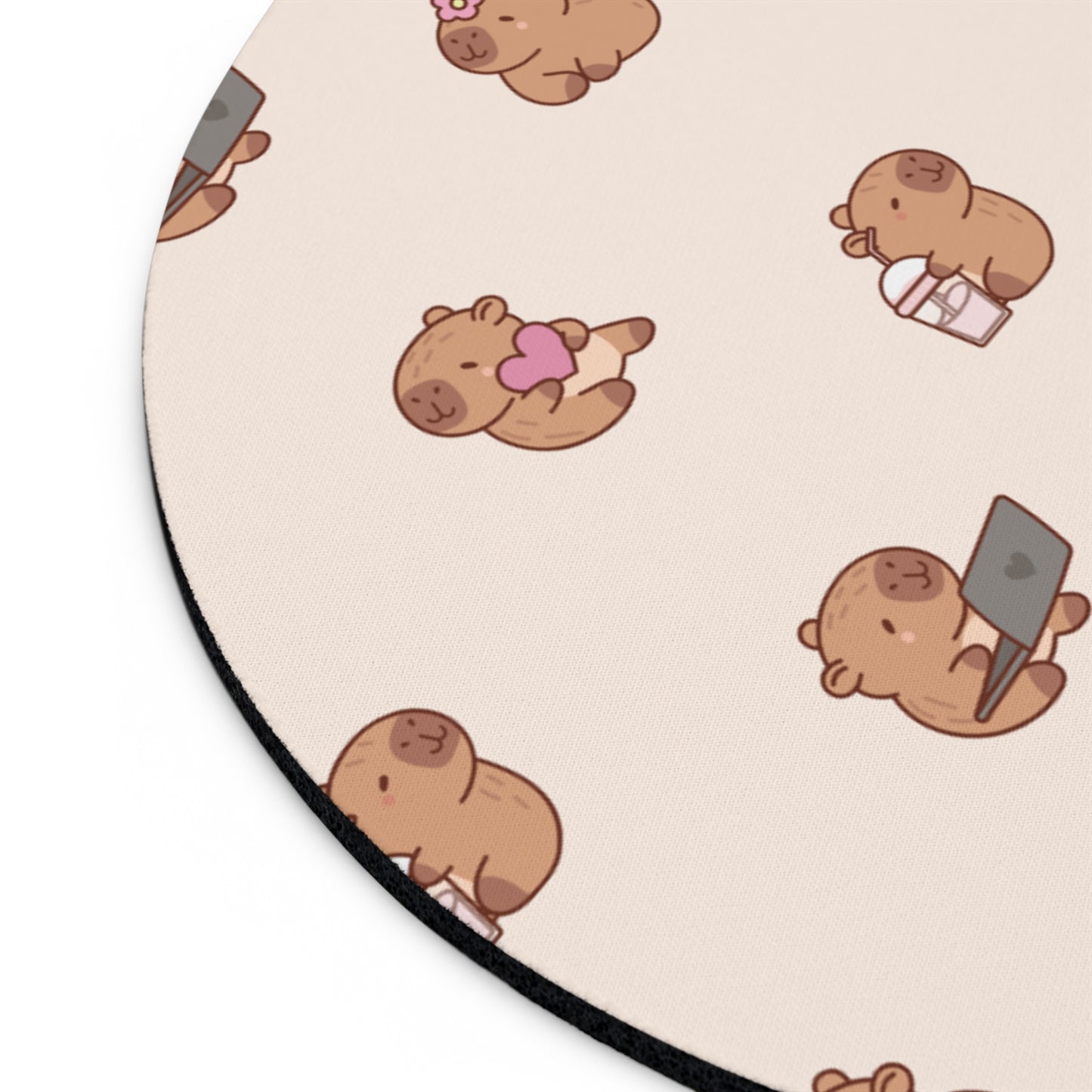 Busy capybara - Round Small Mouse Pad