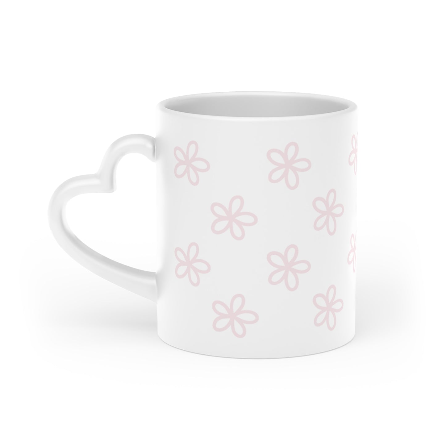 Minimalistic pink flowers Heart-Shaped Mug