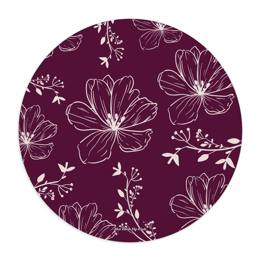 Realistic flowers burgundy - Round Small Mouse Pad