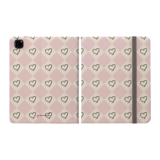 Pink heart checkers -  iPad Case