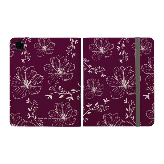 Realistic flower pattern burgundy -  iPad Case