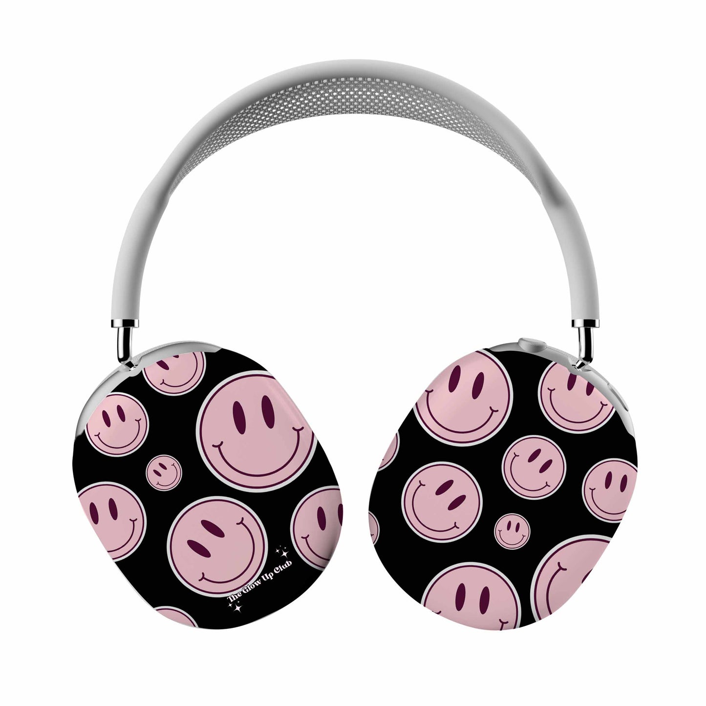 Smiley faces pink on black - AirPod Max Cases