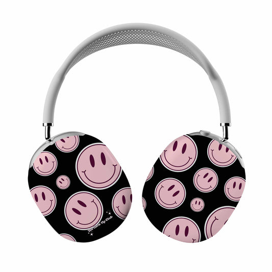 Smiley faces pink on black - AirPod Max Cases