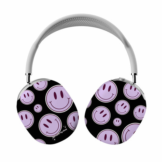 Smiley faces purple on black - AirPod Max Cases